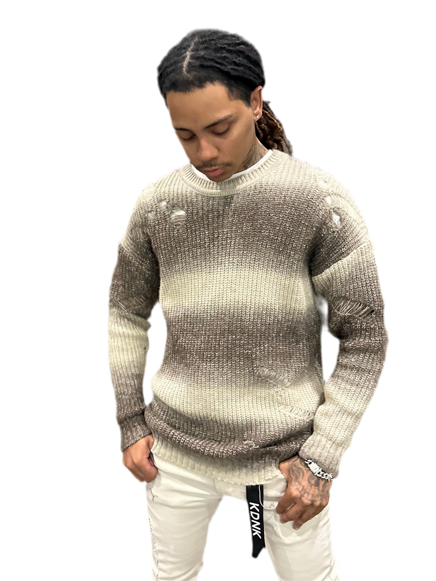 Men distressed sweater