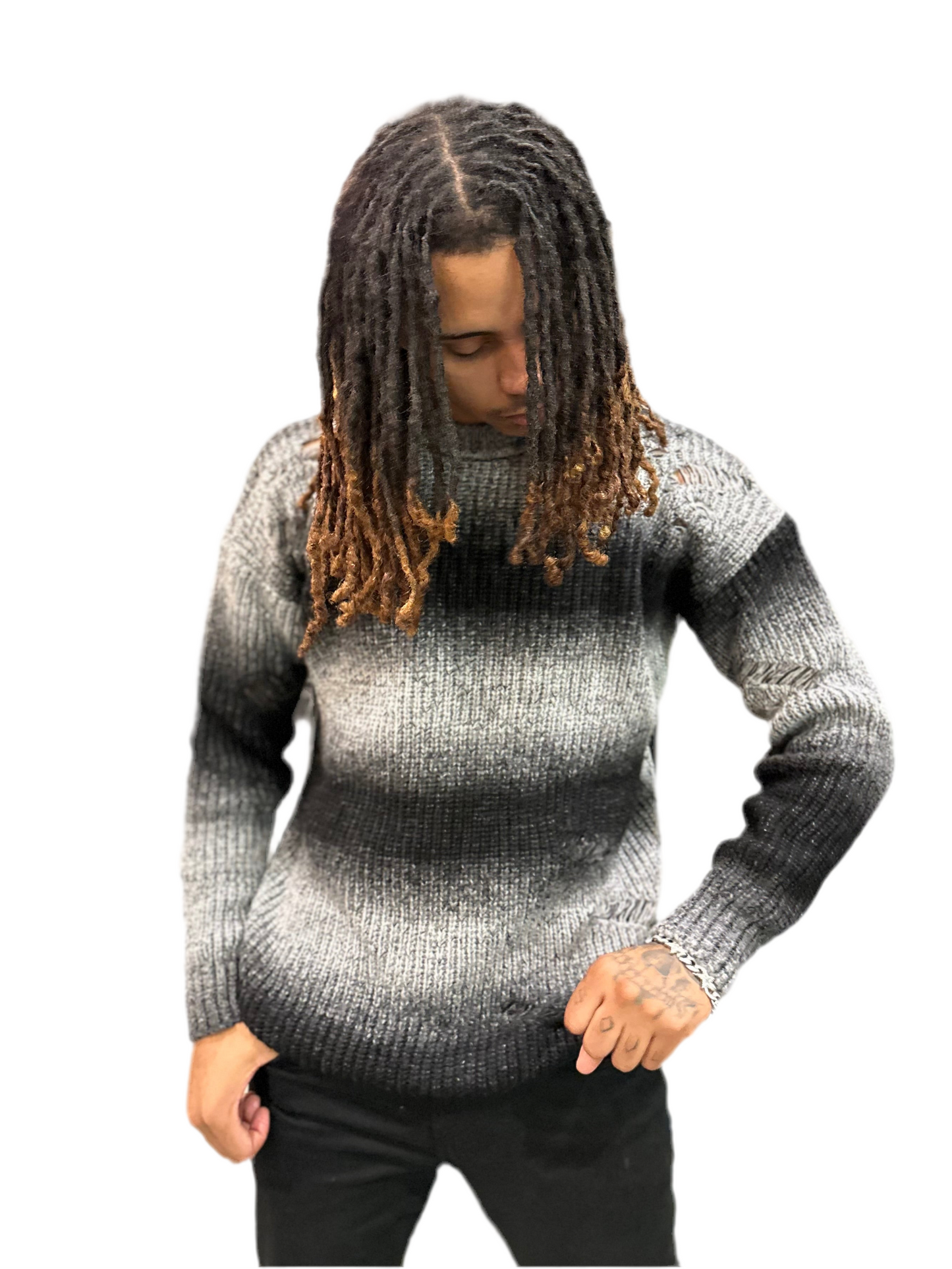 Men distressed sweater