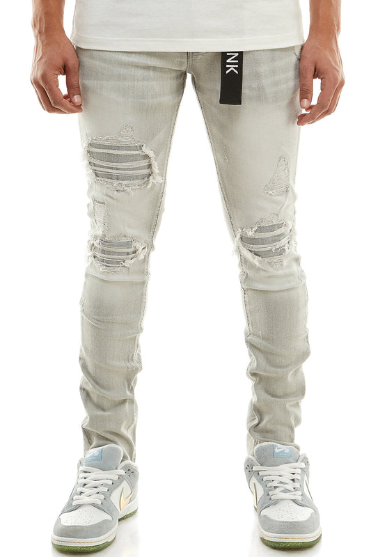 Distressed gray skinny