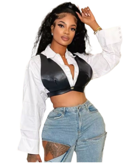Leather Cropped bra