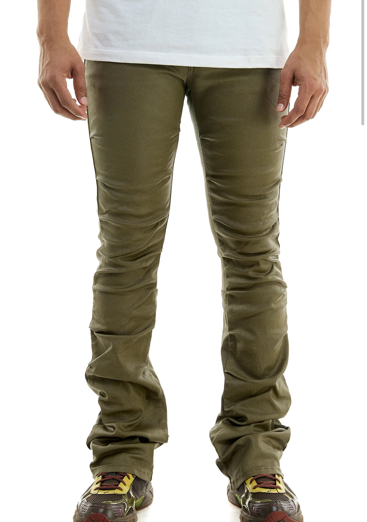 Olive skinny waxed jeans