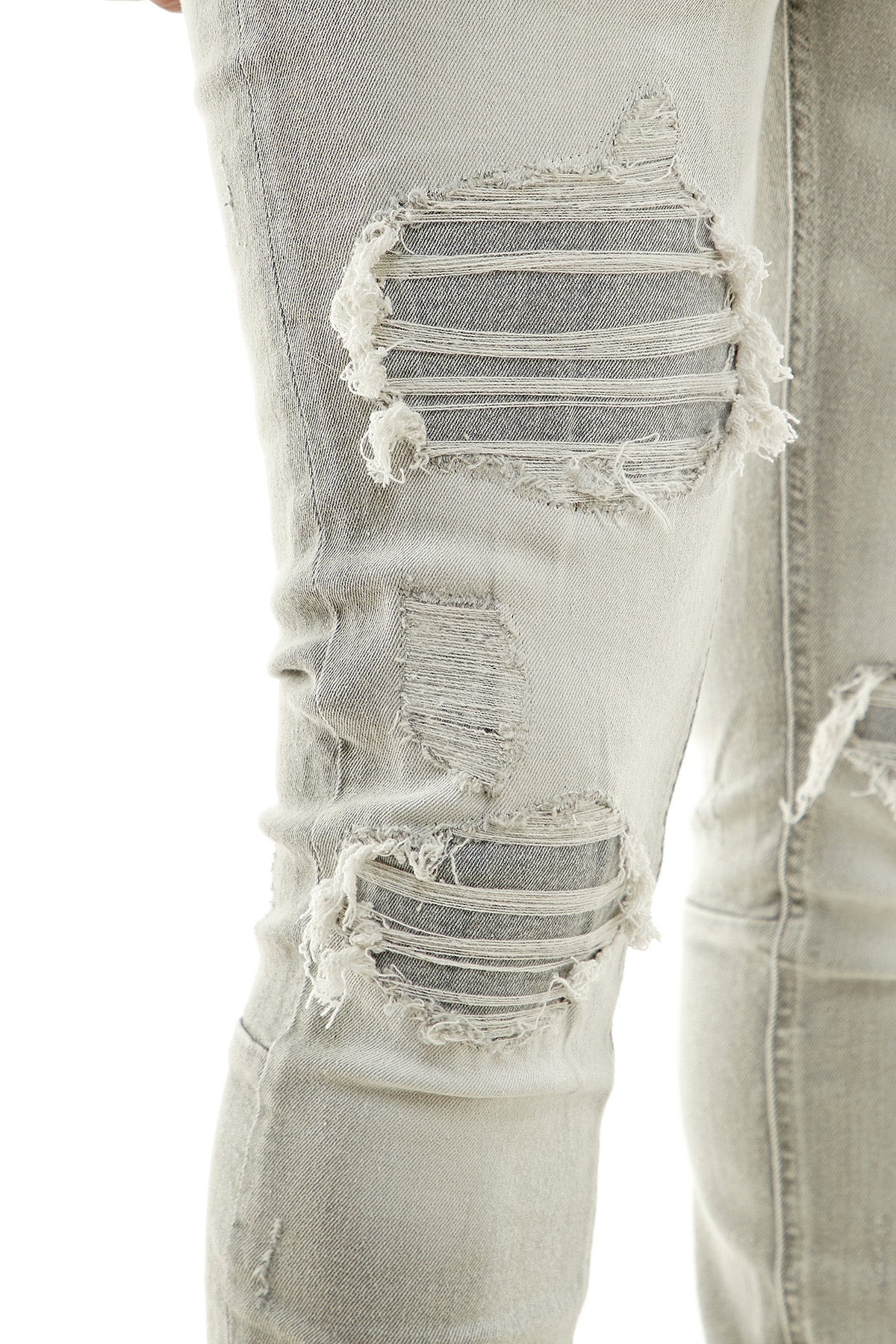 Distressed gray skinny