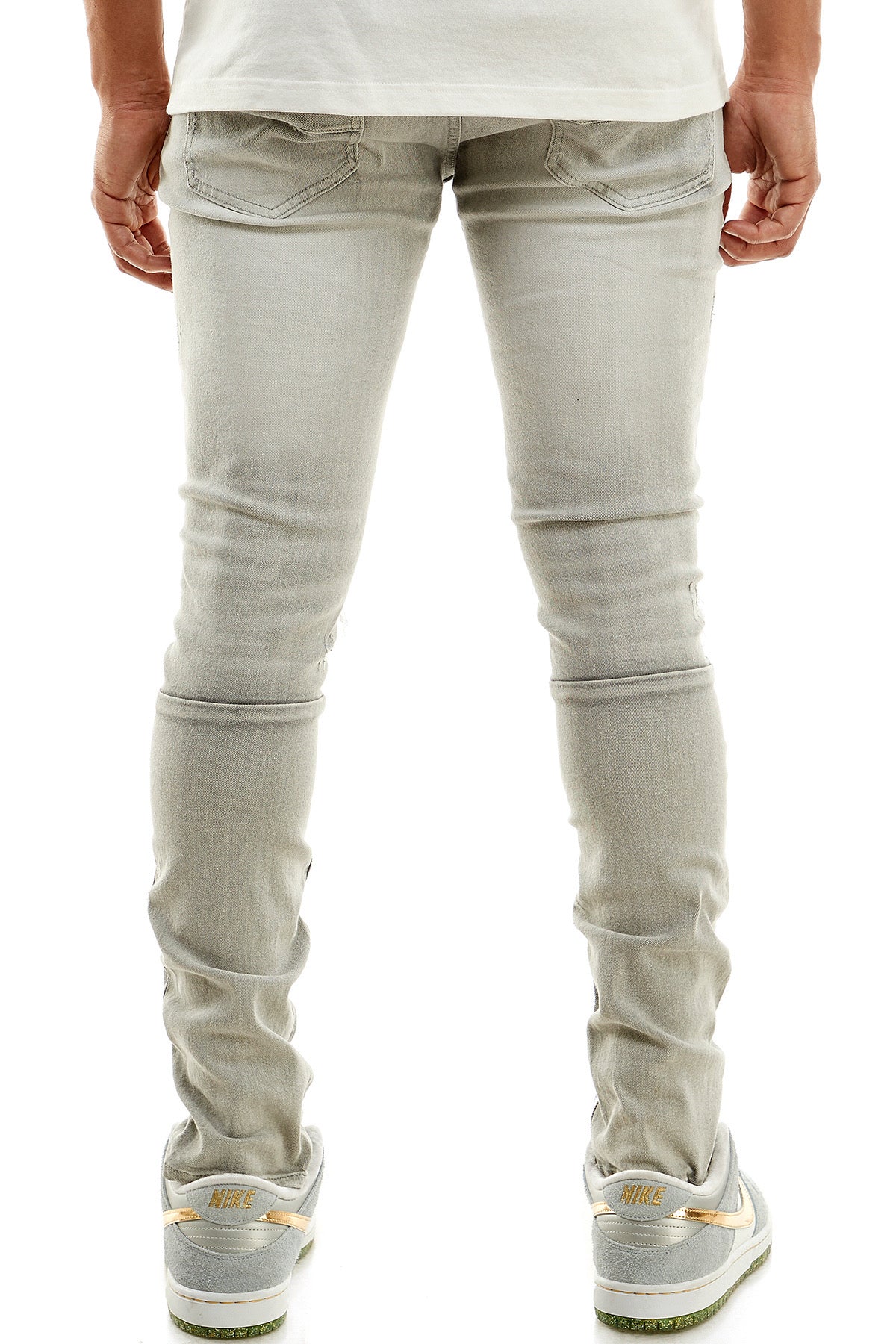 Distressed gray skinny